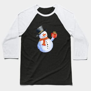 Snowman with a gift Baseball T-Shirt